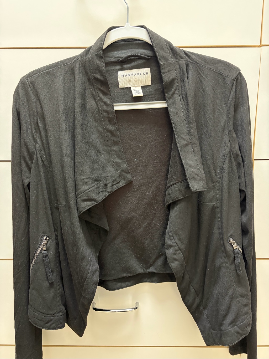 Marrakech Black Draped Open-Front Blazer Jacket